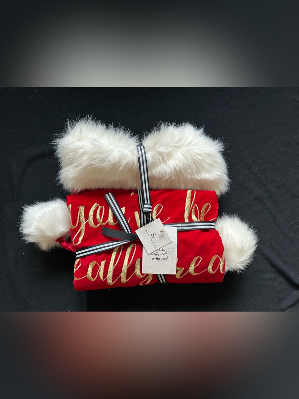 Holiday Santa Bag XL Faux-Fur Trim Red Velvet 8 oak lane 44 x 32 inches